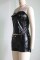 Zipper flap slim fit bra hot pants leather suit two-piece set