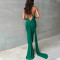 Sexy backless pleated slim fit sleeveless temperament dress for women's formal dress