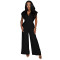 Fashion women's pants solid color sleeveless V-neck wide leg jumpsuit
