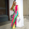 Fashionable women's sleeveless printed sexy deep V-shaped slim fit dress