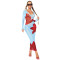 New sexy mesh perspective deep V long sleeved printed slimming long dress