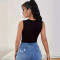 Fashionable solid color small vest with hollow out sexy temperament women's top T-shirt