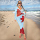 New sexy mesh perspective deep V long sleeved printed slimming long dress