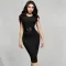 Solid V-neck sleeveless vest with hip wrap skirt, fashionable and elegant dress