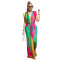 Fashionable women's sleeveless printed sexy deep V-shaped slim fit dress