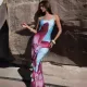New sexy camisole printed buttocks slit dress