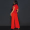 Fashion women's pants solid color sleeveless V-neck wide leg jumpsuit