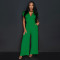 Fashion women's pants solid color sleeveless V-neck wide leg jumpsuit