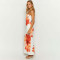 Summer new print sexy strapless waist and hip wrap dress