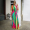 Fashionable women's sleeveless printed sexy deep V-shaped slim fit dress