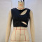 Fashionable solid color small vest with hollow out sexy temperament women's top T-shirt