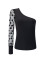 New diagonal shoulder single sleeve polka dot mesh patchwork long sleeved waist slimming women's top T
