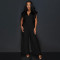 Fashion women's pants solid color sleeveless V-neck wide leg jumpsuit