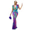 Fashionable women's sleeveless printed sexy deep V-shaped slim fit dress