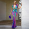 Fashionable women's sleeveless printed sexy deep V-shaped slim fit dress