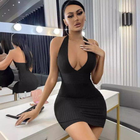 New Deep V-neck Sleeveless Tank Top Wrap Dress