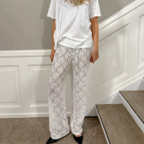 New Solid Lace Perspective Casual Pants