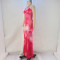 Fashionable printed backless hanging neck tie slim fit fishtail dress
