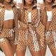 Woven fabric fashionable printed shirt+shorts two-piece set