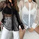 Cross border sexy mesh mesh with high-quality fabric for women's shirts, 2-color