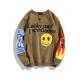 Same style hip-hop foam smiling face graffiti print round neck hoodie for both men and women, couple style