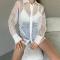 Cross border sexy mesh mesh with high-quality fabric for women's shirts, 2-color