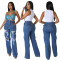 New accordion bag loose high waisted wide leg ripped jeans casual pants