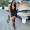Pit striped fabric zipper sleeveless straight tube jumpsuit shorts