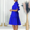 Fashionable solid color style wooden ear edge A-line skirt dress