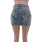 Fashionable slim fit personalized embroidered elastic denim short skirt