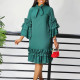 Fashionable and Elegant Tied Multi layered Ruffle Edge Flare Sleeves Loose fitting Foreign Trade Dress