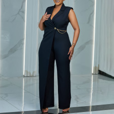 Elegant and fashionable solid color oversized jumpsuit with elegant temperament