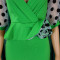 Mesh velvet bubble sleeve V-neck fashionable and elegant hip wrap dress