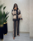 Fashion printed long sleeved temperament commuting splicing two-piece set