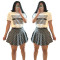 Summer New Fashion Short sleeved Short Skirt Two Piece Set