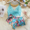 Fun lingerie set with lace perspective seductive bra and shorts two-piece set
