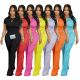 Women's two-piece short sleeved set, sports and leisure pit stripe, summer