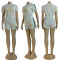 Fashionable and casual women's embossed+embroidered short sleeved shorts set