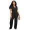 Women's short sleeved set with loose pleats and breathable V-neck two-piece shirt set for summer