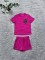 New fashionable and casual women's embossed short sleeved shorts set