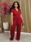 Women's short sleeved set with loose pleats and breathable V-neck two-piece shirt set for summer