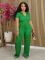 Women's short sleeved set with loose pleats and breathable V-neck two-piece shirt set for summer