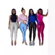 Colorful Glossy High Waist Solid Color Zipper Bottom Tight Sports Casual Pants