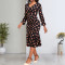 Sexy and fashionable digital printed long sleeved women's dress