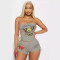 Women's positioning printed chest wrapped shorts set  5COLOR