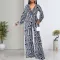 Fashionable digital printed long sleeved V-neck women's jumpsuit