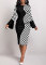 Fashionable digital printed long sleeved round neck women's dress