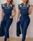 18 COLORS Fashionable printed lotus leaf sleeve top, solid color pants set with belt OL dress