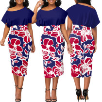 Fashionable summer off shoulder diagonal collar women's dress