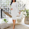 Fashionable solid color white collar long sleeved spring and autumn women's dress